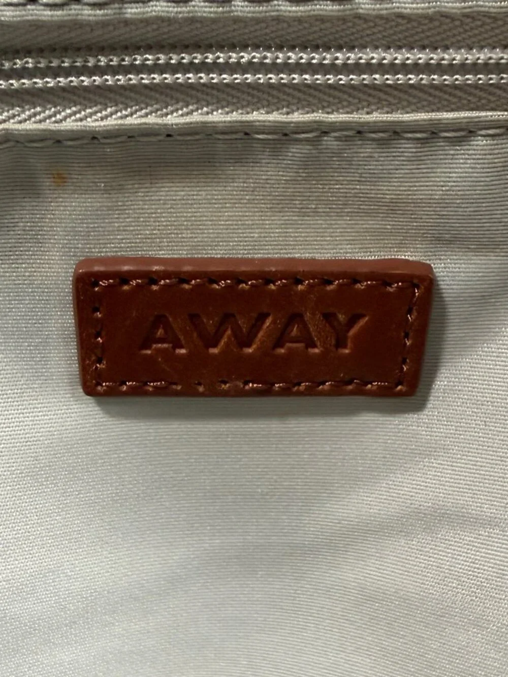 AWAY Travel Weekender Navy Blue Canvas Leather Trim Duffel Bag